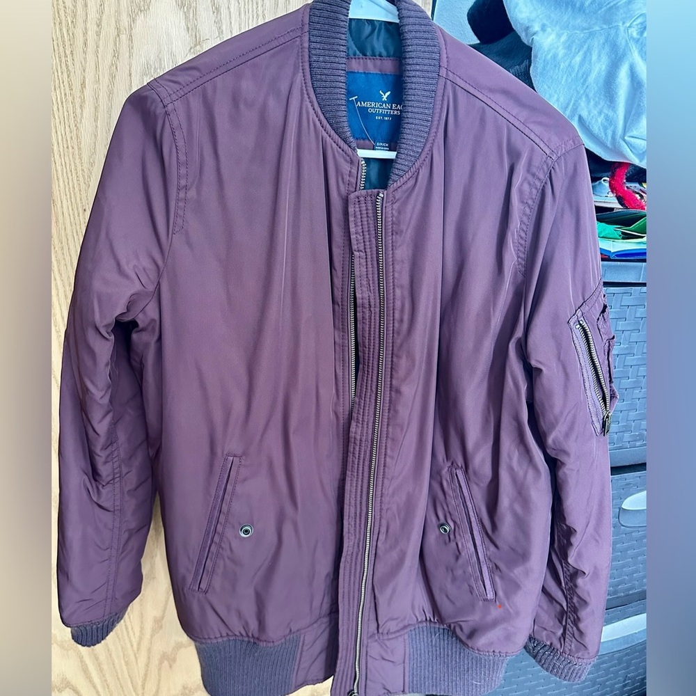 AE Men's Purple/Maroon Bomber Jacket